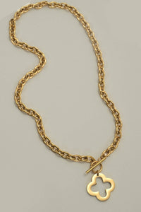 18K Gold Stainless Steel Clover Rhinestone Necklace – Tarnish Free Waterproof Jewelry