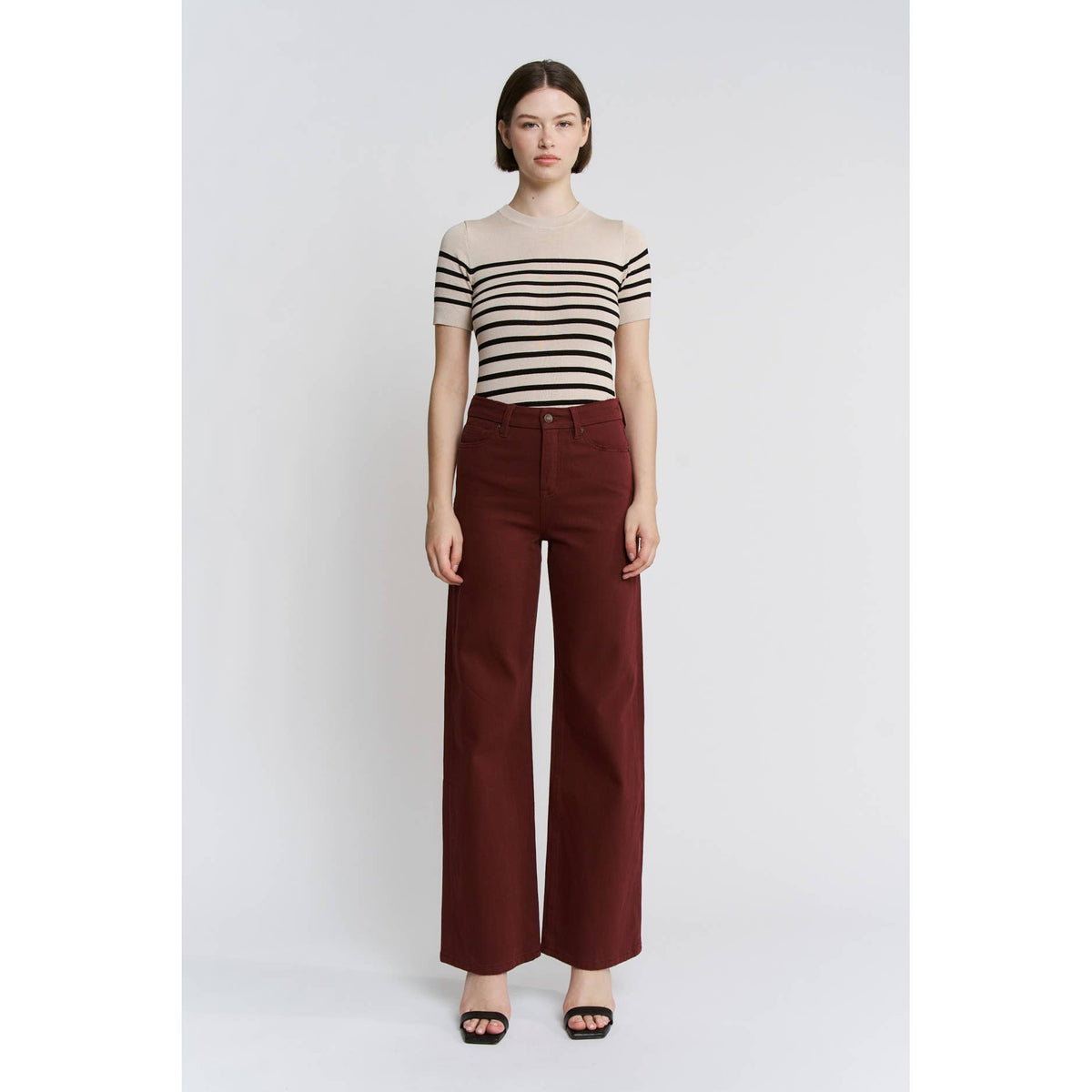 Mica Denim "Rowan" High Rise Wide Leg Jeans – Merlot