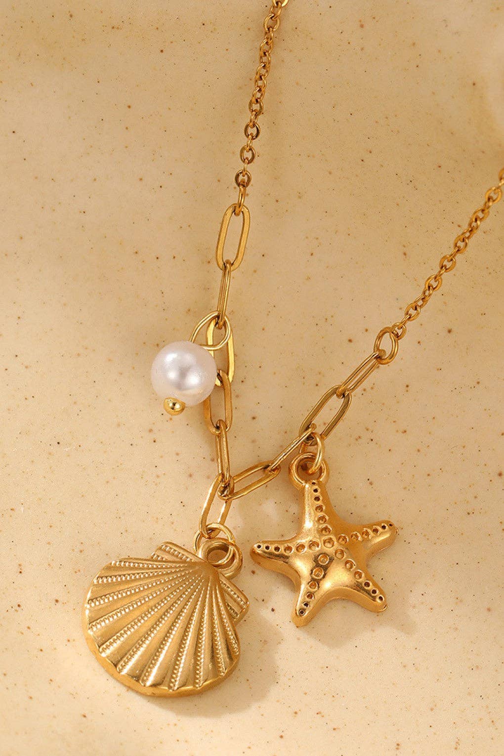 The Capri Beach Charm Necklace – 18K Gold Plated Waterproof Starfish Seashell Chain