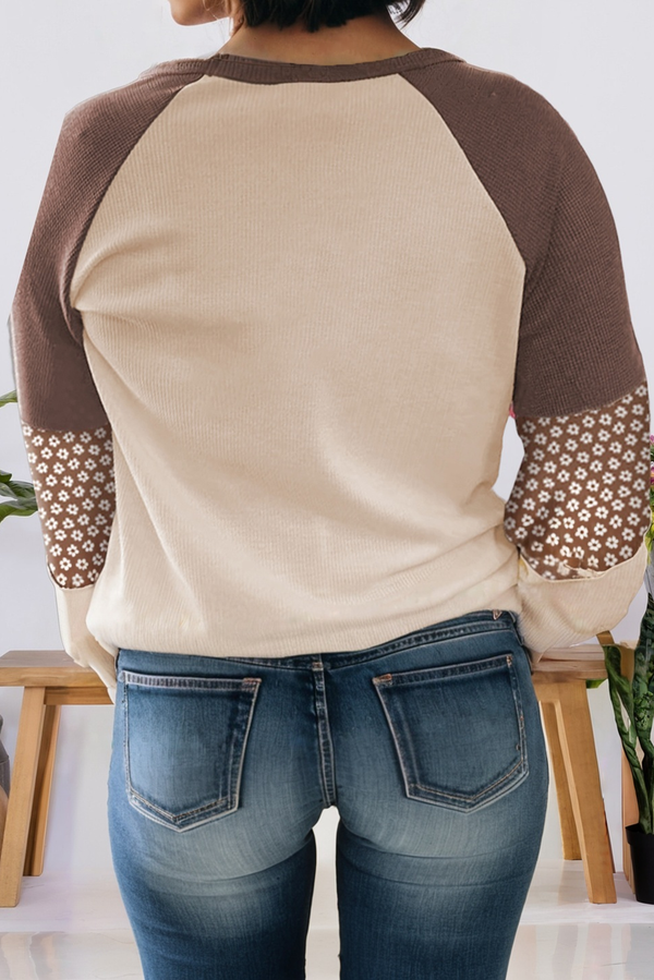 The Emery Patchwork Knit Pullover – Mocha Cream Mix (S–XL)