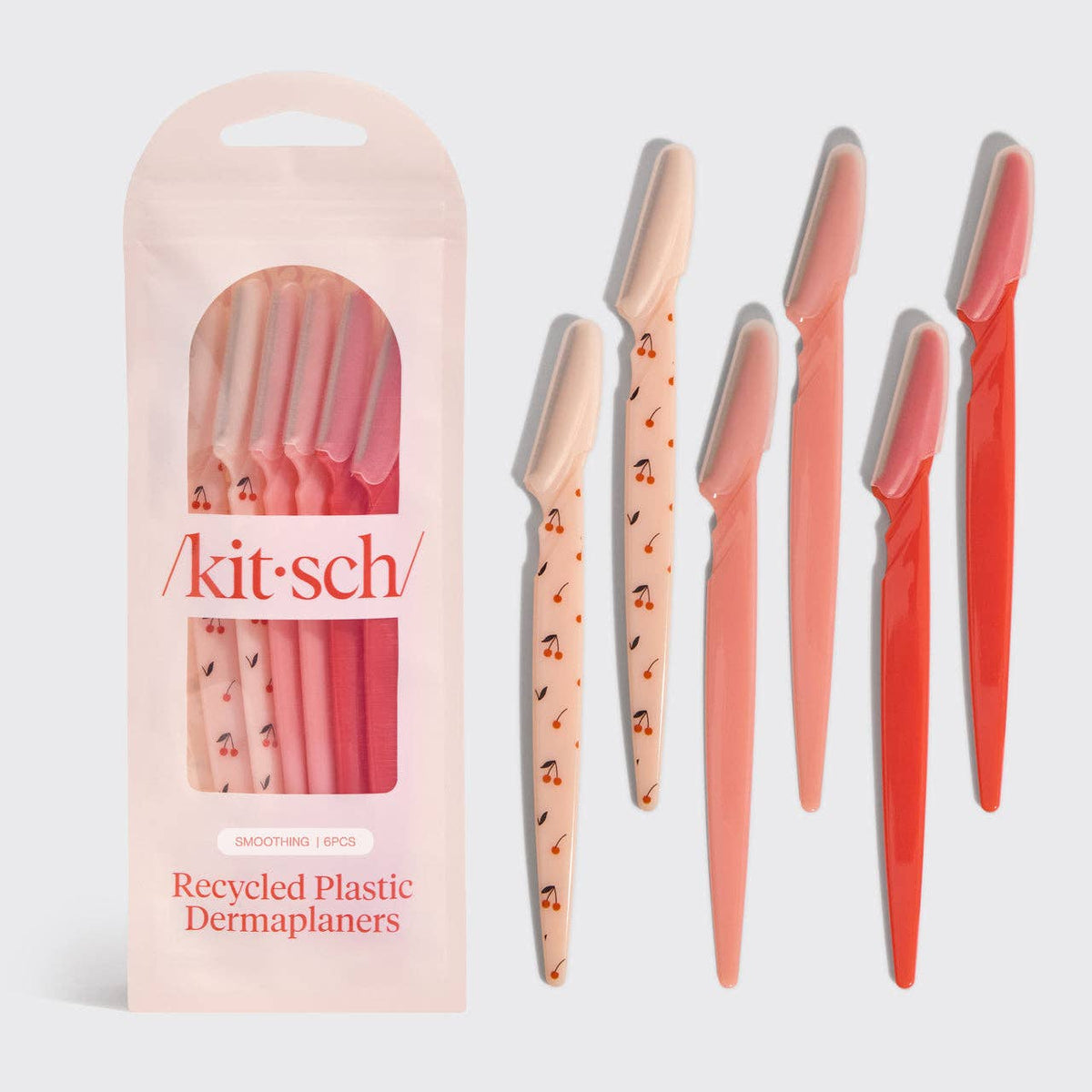 Kitsch Recycled Plastic Dermaplaners 6pc Set - Cherry Blossom