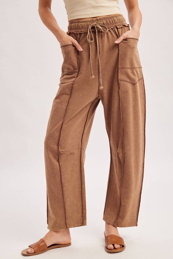 Vintage Wash Utility Pants: Latte