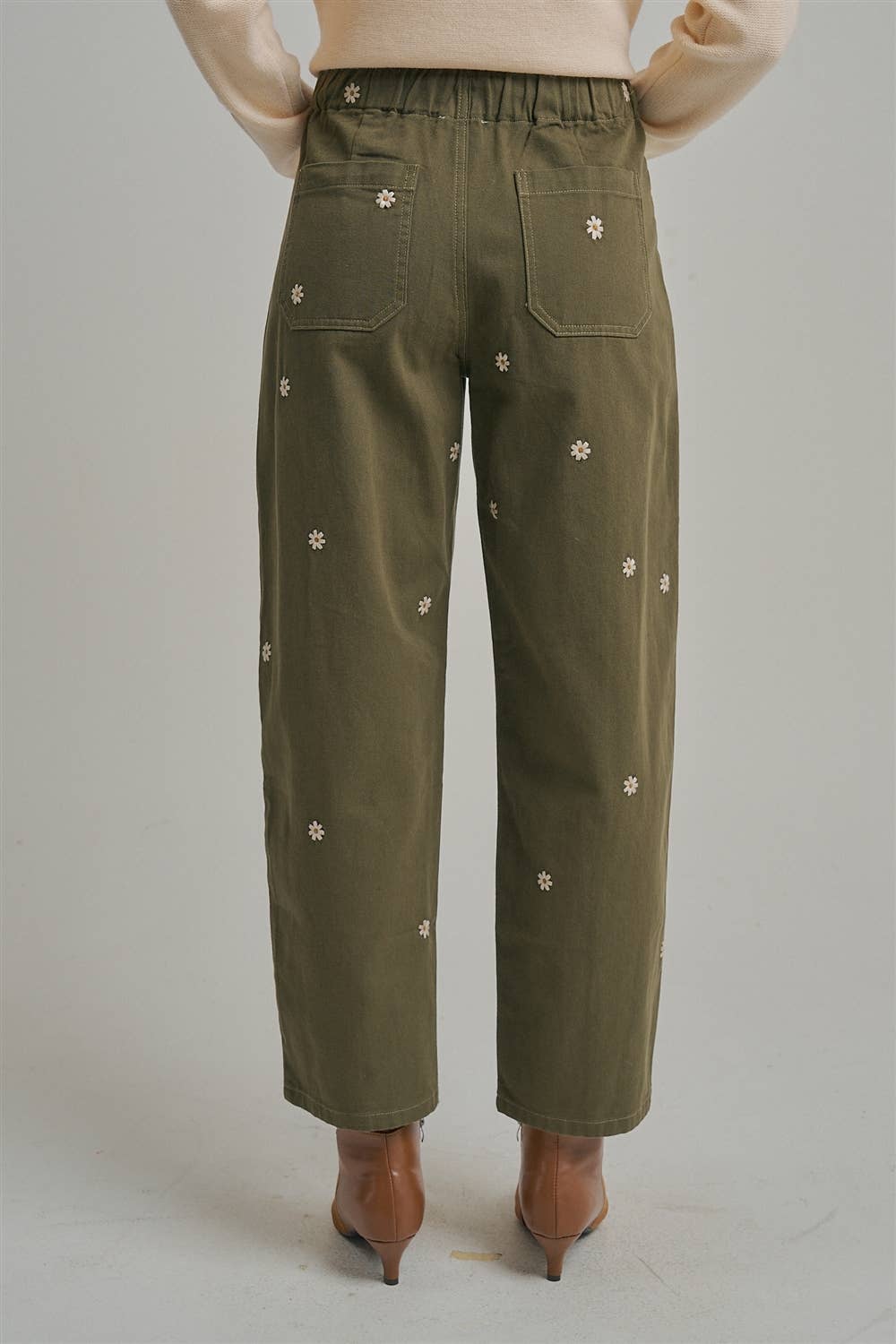 Picked for You Floral Barrel Pants: Olive