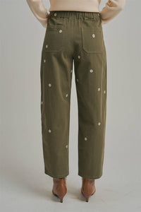 Picked for You Floral Barrel Pants: Olive