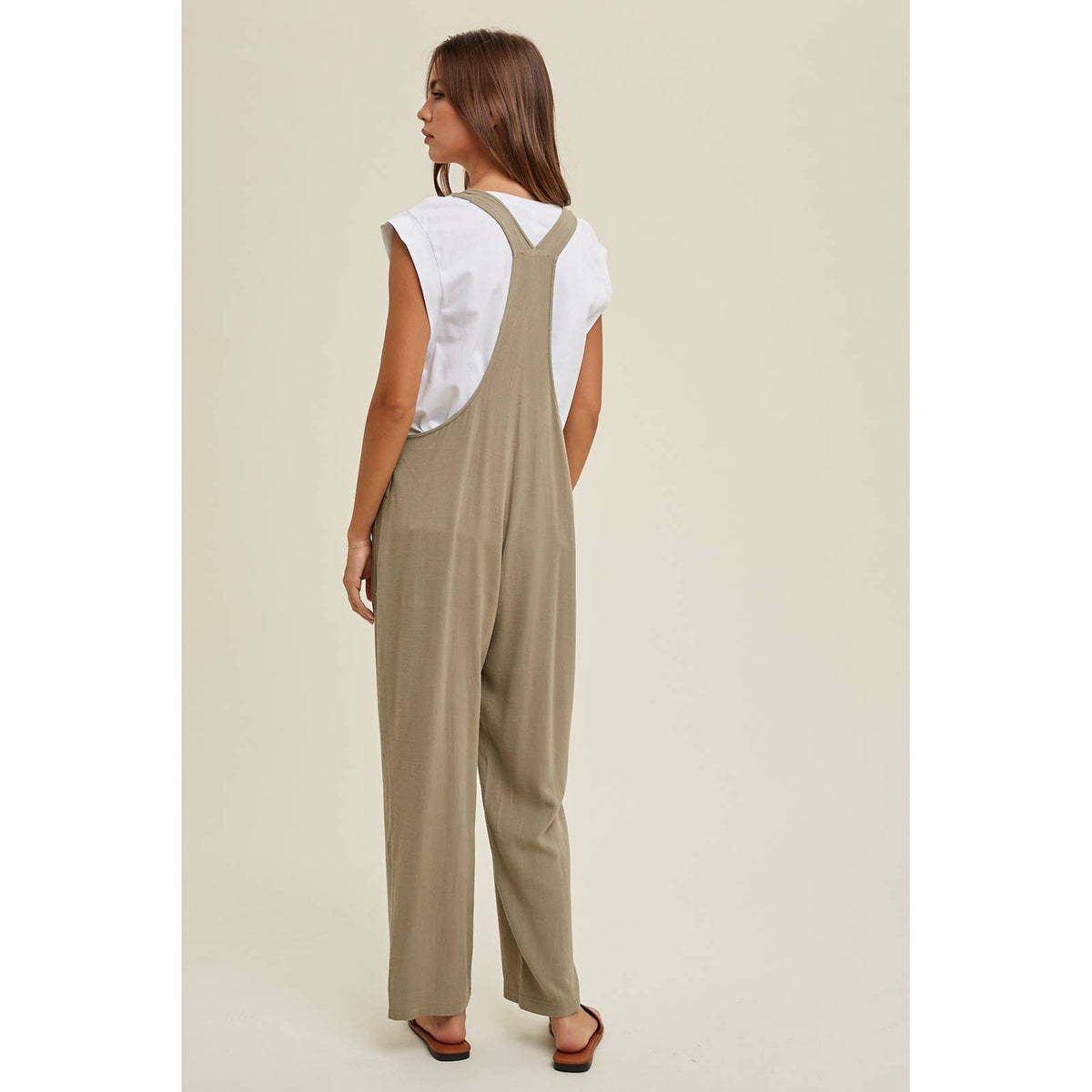 Jenni Linen Overalls: Olive