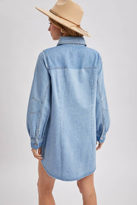 Weekend Wanderer Denim Shirt Dress or Shacked: Lt Wash