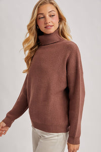 The Cocoa Club Ribbed Knit Turtleneck Sweater: Mocha