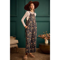 Rosewood Floral Wide Leg Overall Jumpsuit
