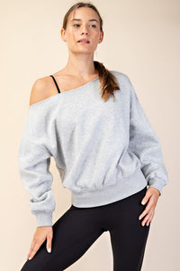 Molli Slouchy Off the Shoulder Sweatshirt: Heather Grey