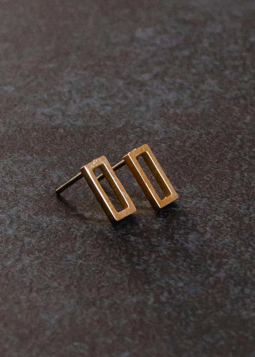 The Monroe Rectangle Stud Earrings – Gold Open Frame Stainless Steel Posts