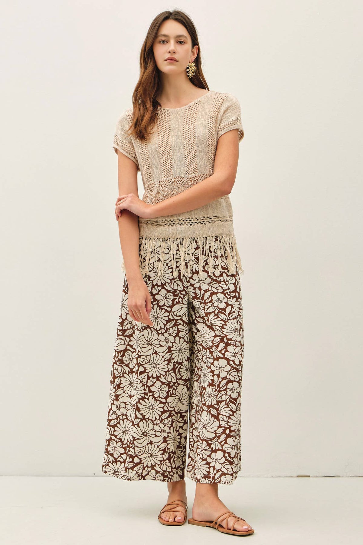 The Bloom Floral Wide Leg Crop Pants – Linen Blend Lightweight Summer Pants