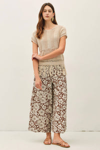 The Bloom Floral Wide Leg Crop Pants – Linen Blend Lightweight Summer Pants