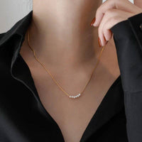 The Ellington Pearl Chain Necklace – 14K Gold Plated Waterproof Freshwater Pearl Necklace