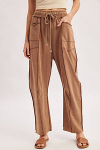 Vintage Wash Utility Pants: Latte