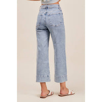 The Lennon Seamed Wide Leg Stretch Denim Jeans: Light Wash