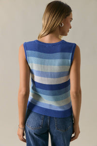 The Blue Skies Stripe Sweater Tank – Sleeveless Multi Stripe Knit Top