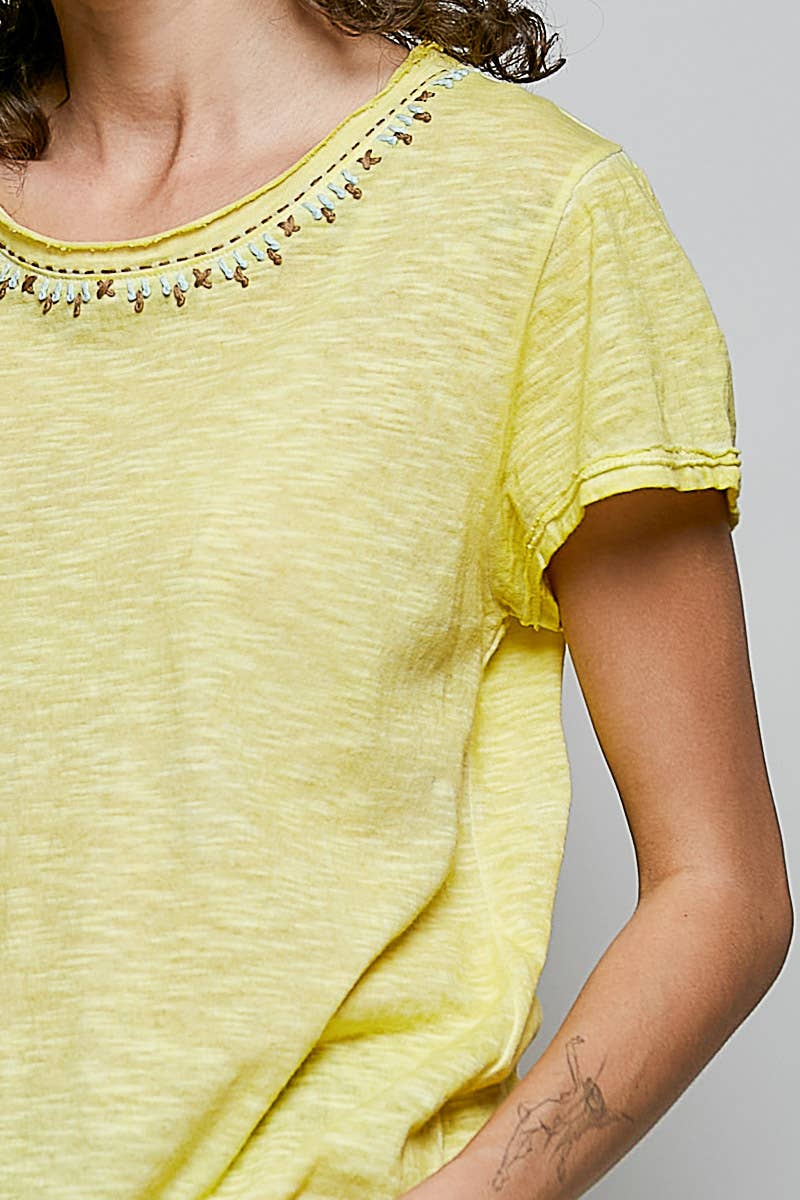 Everyday Lightweight Relaxed Fit Hand-Stitched Knit Top: Black / L
