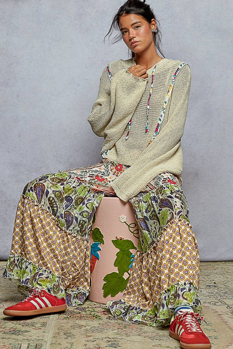 Rosalie Cropped Hooded Knit Sweater – Lightweight Long Sleeve Textured Hoodie Top for Women