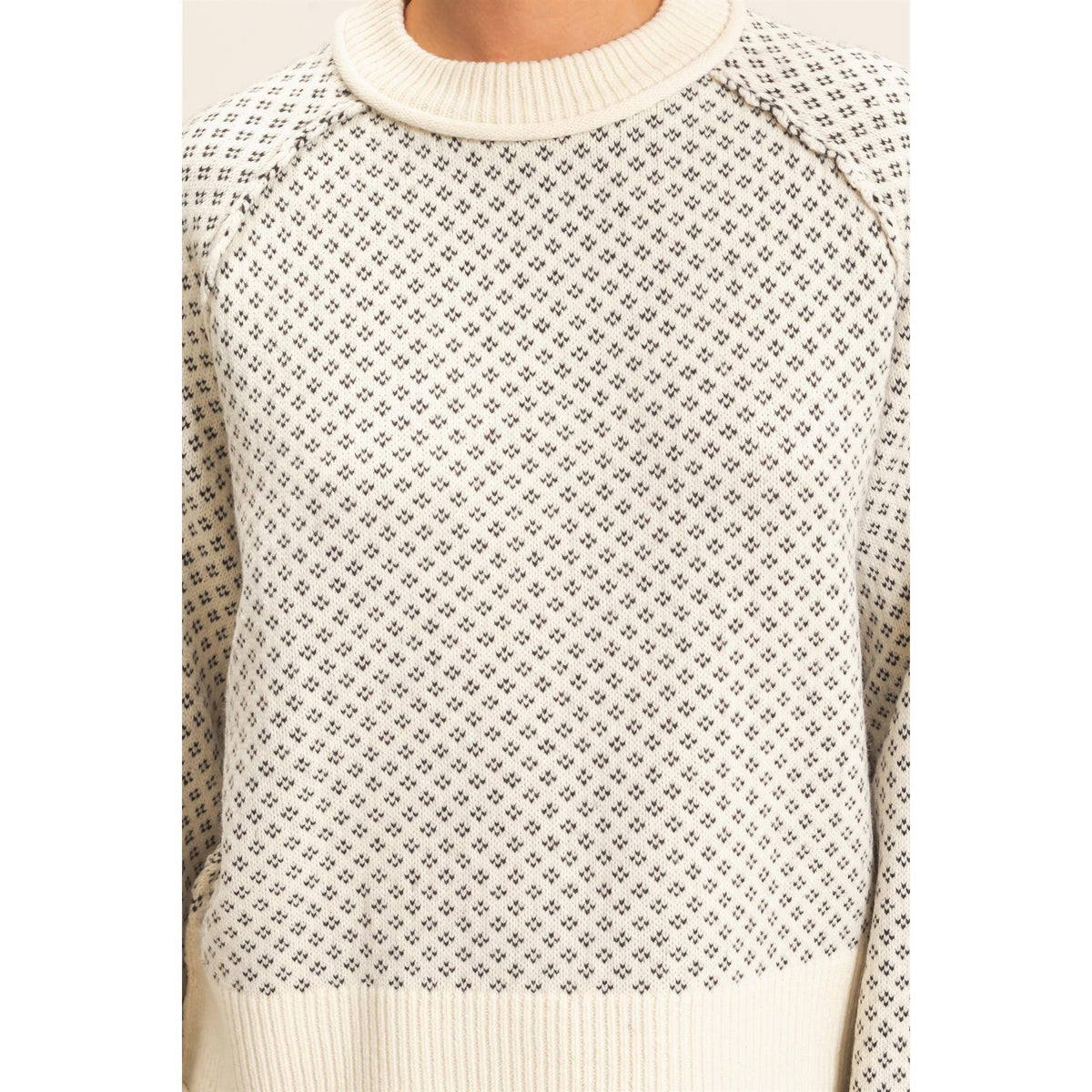 On Repeat Patterned Sweater: Cream