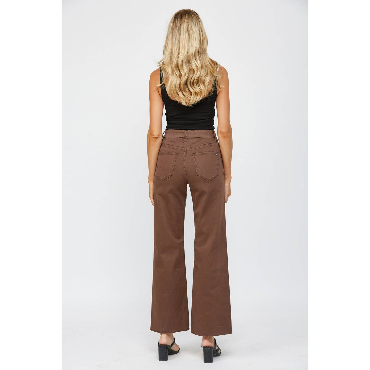 Mica Denim "Lorelai" Super High Rise Wide Leg Jeans – Chocolate Brown