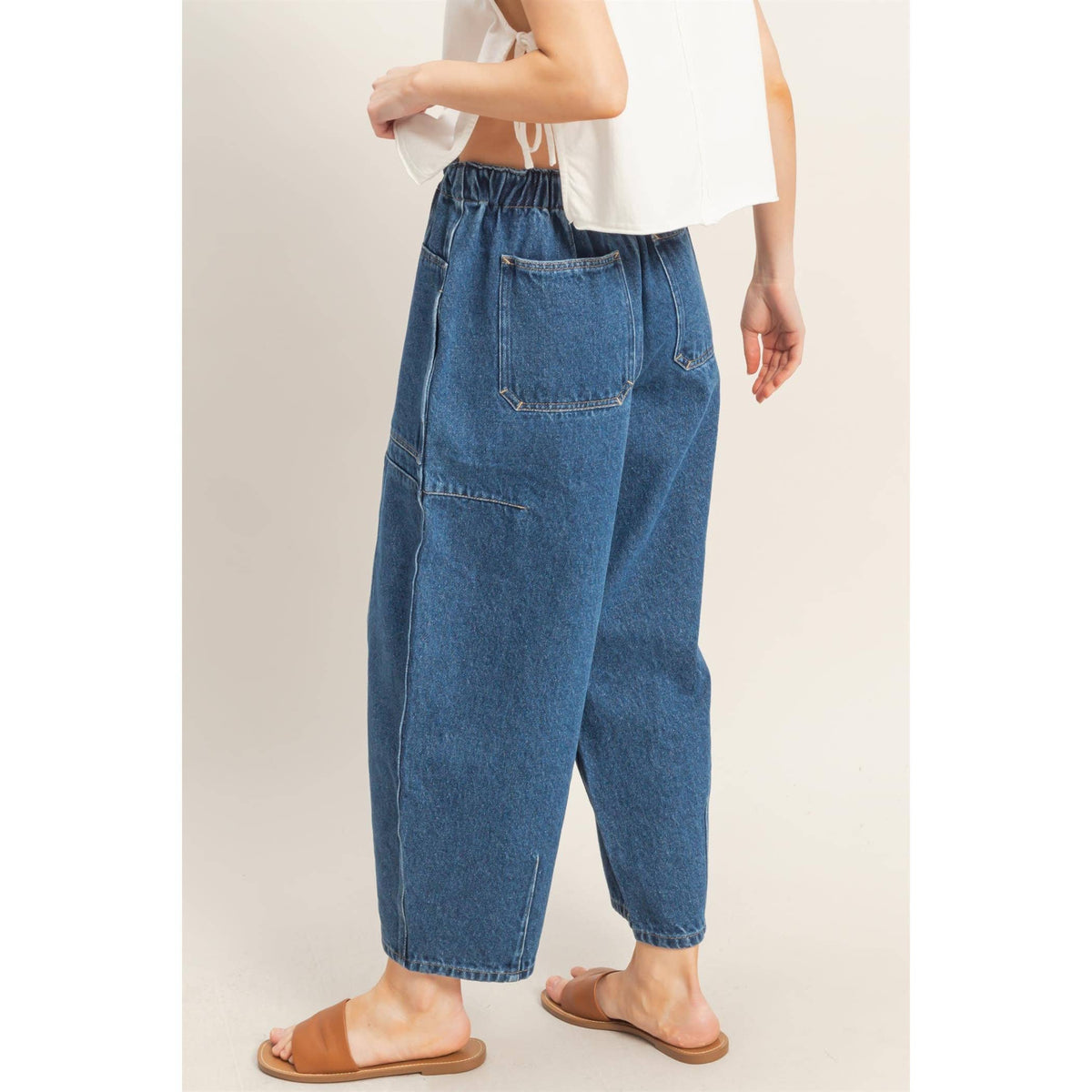 Wide Pants With Oversize Pockets: L.BLUE / S-M-L(2-2-2)