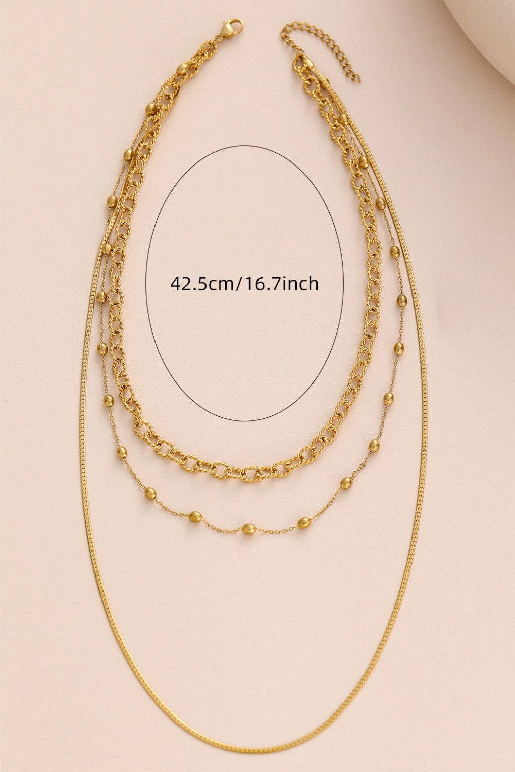 The Kensington Triple Layered Chain Necklace:Gold  – 18K Gold Plated Waterproof Chunky Link Necklace