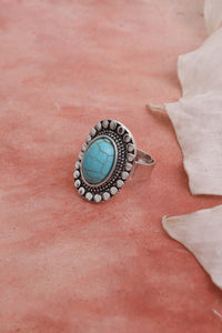 Oval Cut Adjustable Turquoise Ring