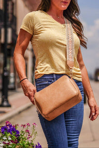 Harper Ridge 3-Compartment Crossbody Bag with Patterned Guitar Strap