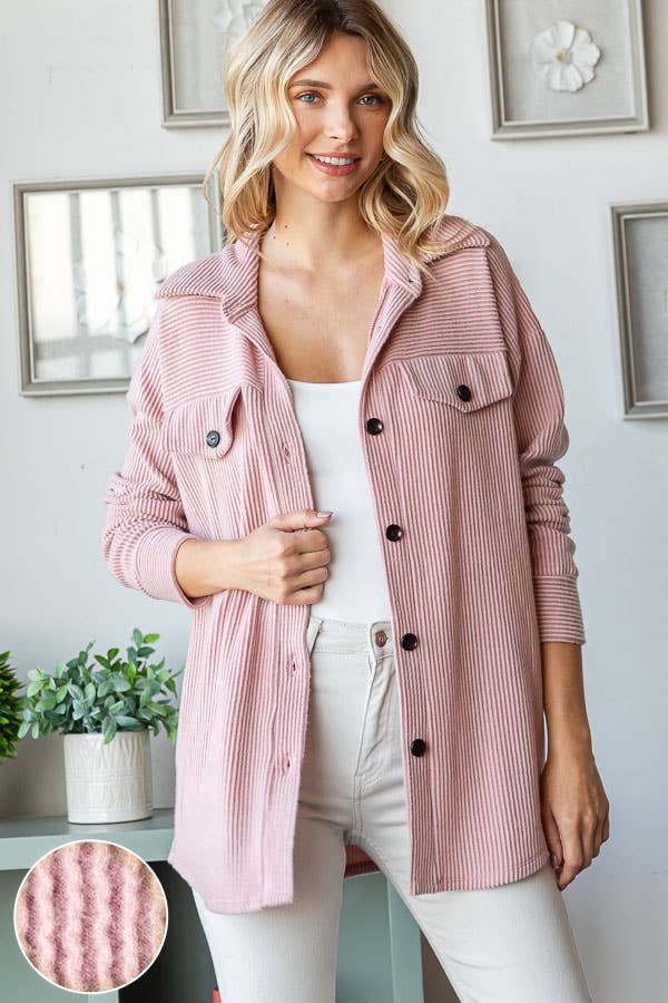 Tara Soft and Cozy Brushed Ribbed Shacket