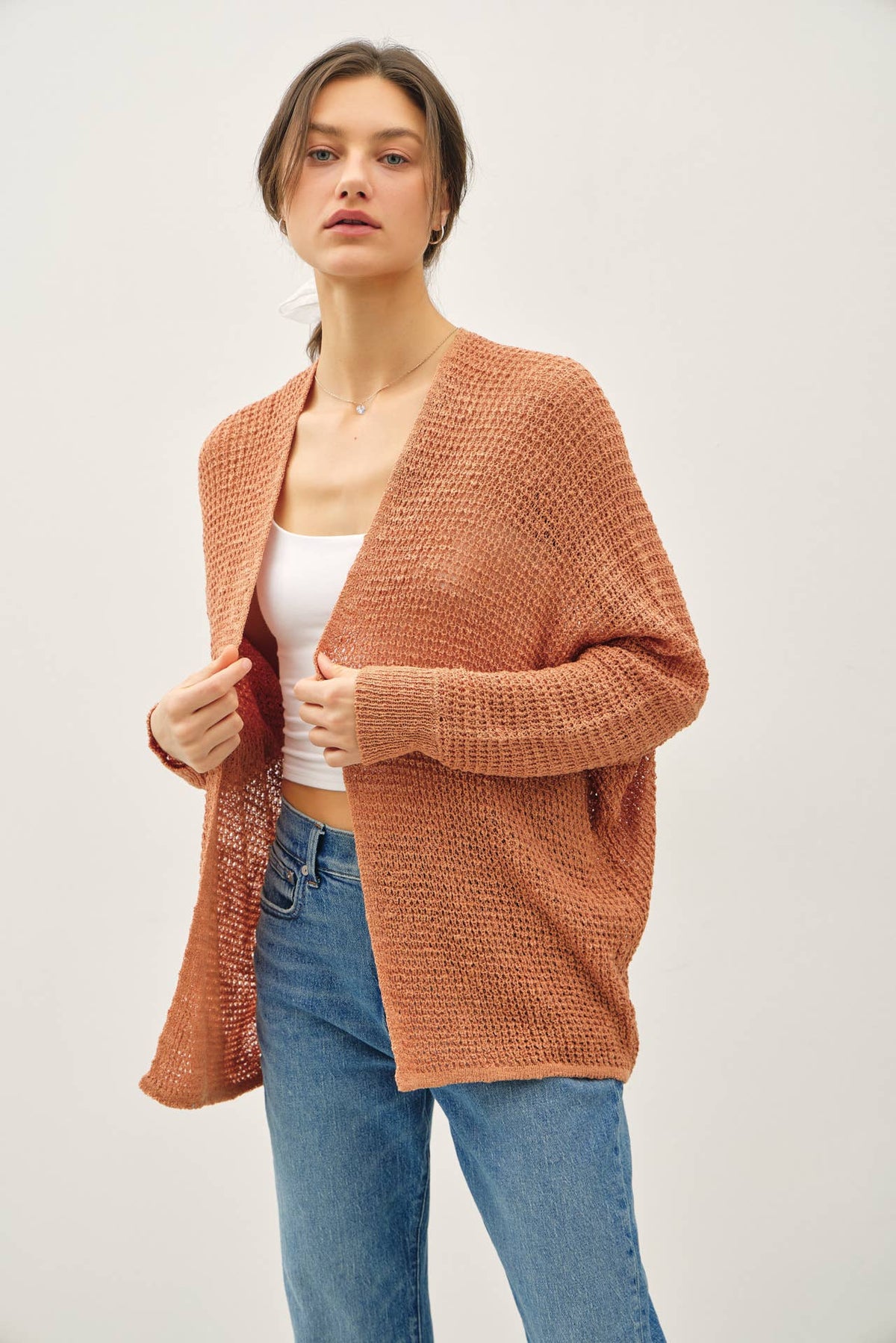 Hadley Open Front Lightweight Knit Cardigan with Dolman Sleeves – Casual Women's Sweater for Layering