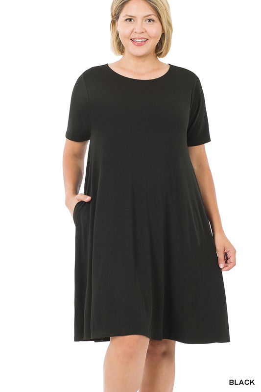 Loryn Plus Size T-Shirt Dress: Black