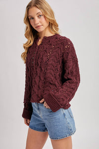Worth the Wait Henley Sweater: Maroon