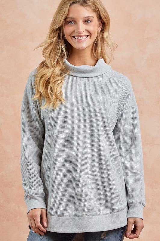 The Elsie Thermal Knit Pullover – Soft Heather Grey