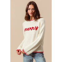 Making Spirits Bright Merry Sweater: Ivory/ Red