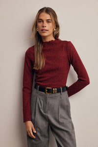 After Hours Lace Top: Burgundy