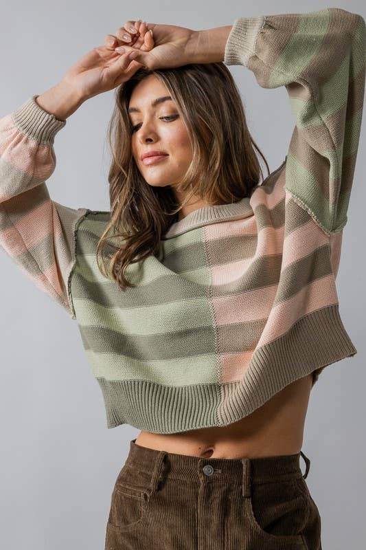 Bella Color Block Crew Sweater.