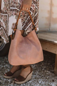 Rustic Roadside Faux Leather Hobo Shoulder Bag – Brown, Grey, Mocha | Large Slouchy Tote with Side Metal Accents & Adjustable Strap