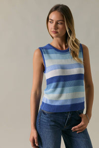 The Blue Skies Stripe Sweater Tank – Sleeveless Multi Stripe Knit Top
