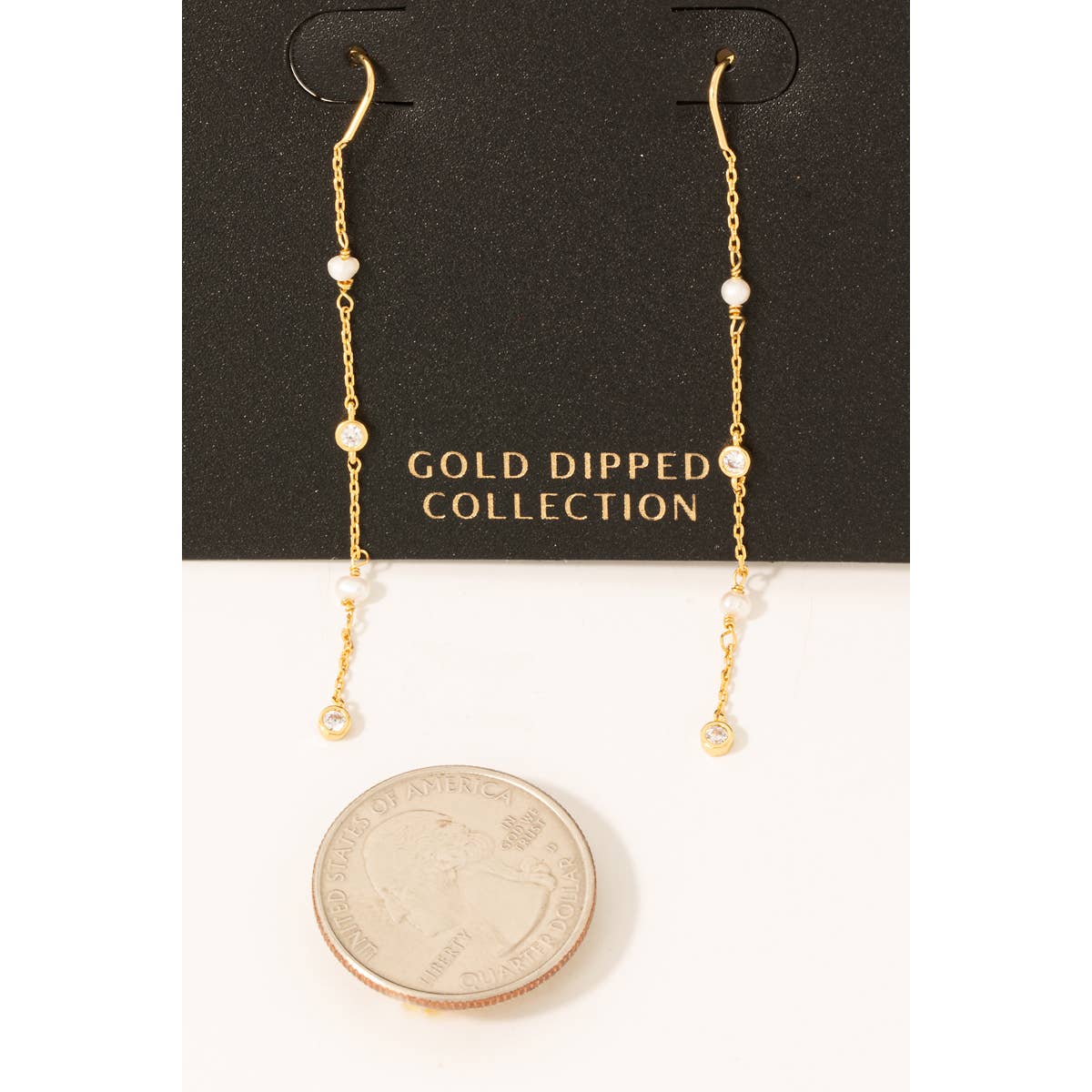 Isla Gold Dipped Pearl Dangle Threader Earrings – Modern Minimalist
