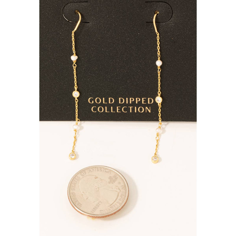 Isla Gold Dipped Pearl Dangle Threader Earrings – Modern Minimalist