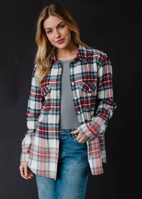 Fall Favorite Cream, Navy, Red & Green Plaid Flannel