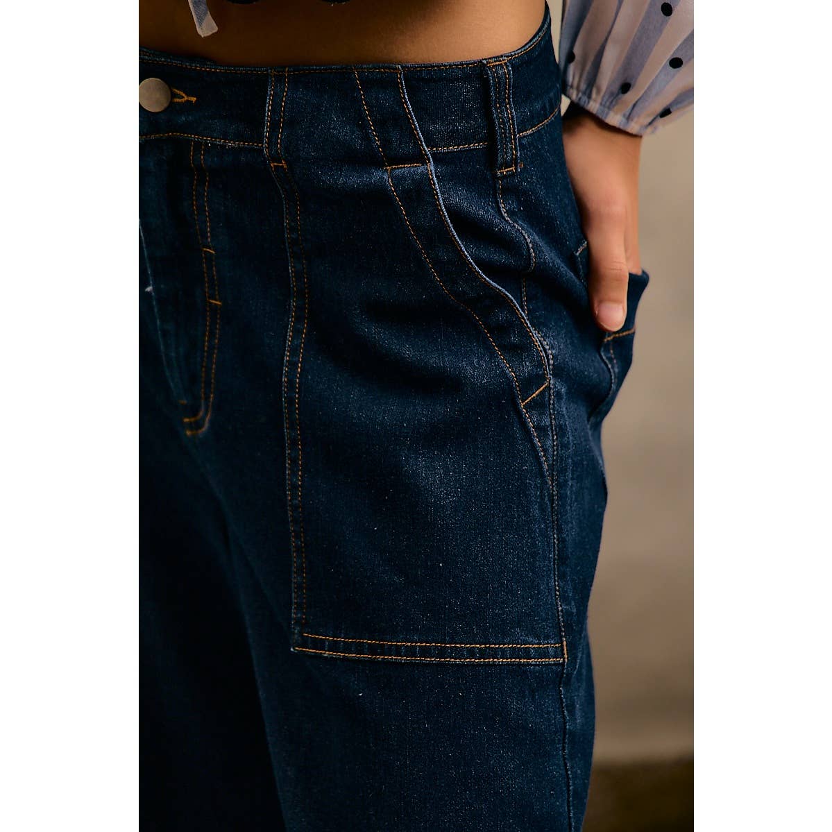 The Main Event Wide  Barrel High Rise Jeans: Dark Wash