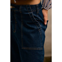 The Main Event Wide  Barrel High Rise Jeans: Dark Wash