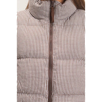 Check Me Out Gingham Puffer Vest: Brown