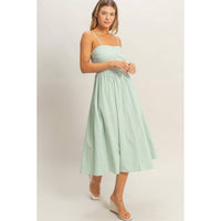 Striped Spaghetti Strap Dress: NAVY / S-M-L(2-2-2)