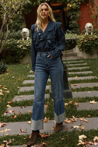 The Sutton Convertible Cuff Jeans: Dark Wash
