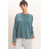 Slow Mornings Waffle Knit Top: Cream Taupe