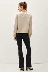 The Camden Cropped Utility Jacket – Soft Safari Zip Up Lightweight Outerwear
