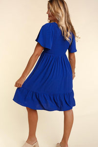Anika Fit and Flare Flutter Sleeve Dress