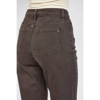 Harper High Rise Button Fly Straight Jeans – Dark Brown – Mica Denim